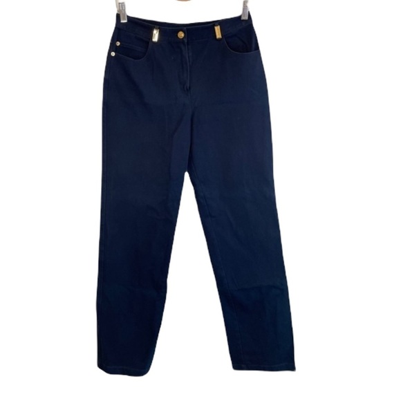 St. John Navy High Rise Cotton Pant 6 - Picture 1 of 11